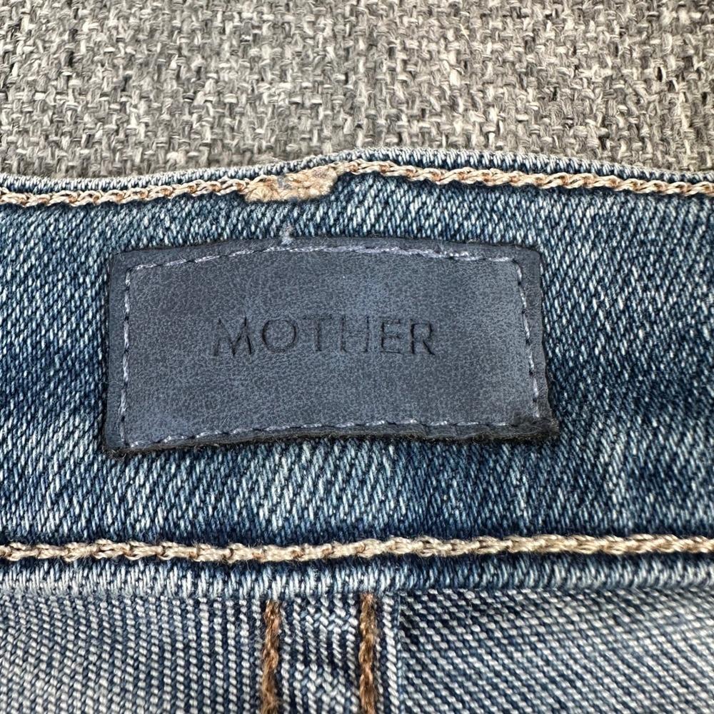 MOTHER High Waisted Straight Leg Jeans Blue Denim Raw Hem Button Fly Size 31 - Picture 6 of 12